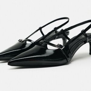 Zara Elegant Black Women's Slingback Heels